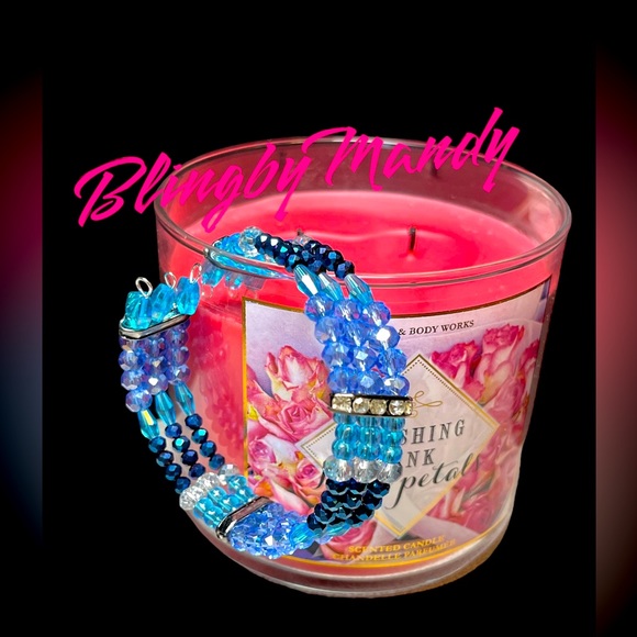 Victorian look blues and silver cuff -stunning - Picture 1 of 7